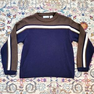 Canyon River Blues Boys Knit Navy/Green Pullover Sweater Winter Fall, sz SM (8)